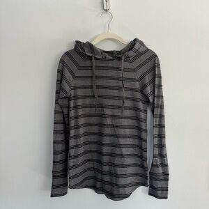 Eddie Bauer Long Sleeve Gray Hoodie with Black Stripes